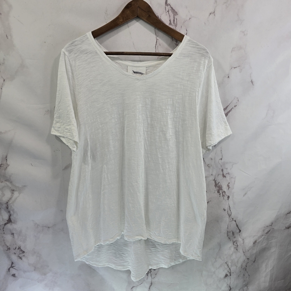 Chicos T Shirt Women Large 2 White Ultimate Tee Short Sleeve Round Neck Longline